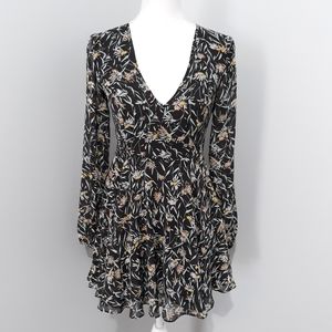 Anthro Kimchi Blue Boho Black White Daisy Dress